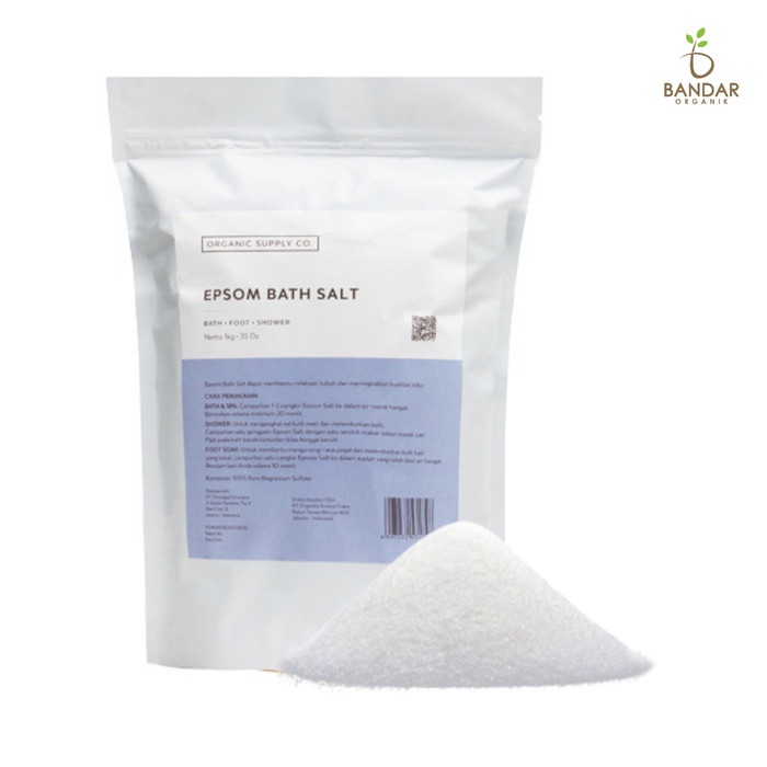 Organic Supply Co - Epsom Bath Salt 1kg Food Grade / Garam Inggris