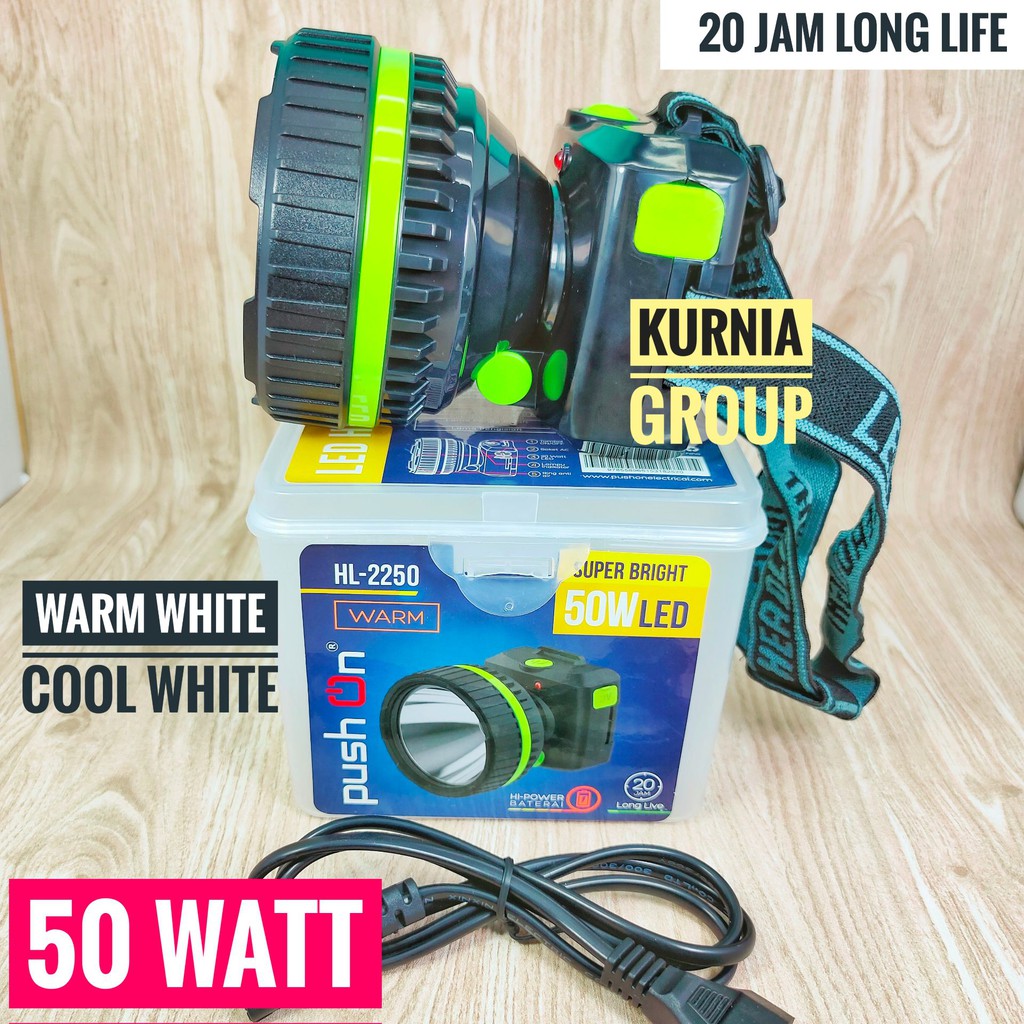 SENTER KEPALA 50W HEAD LAMP PUSH ON SUPER JOSS TERANG NYA CAS HEADLAMP BELOR BERBURU BESAR HL-2250