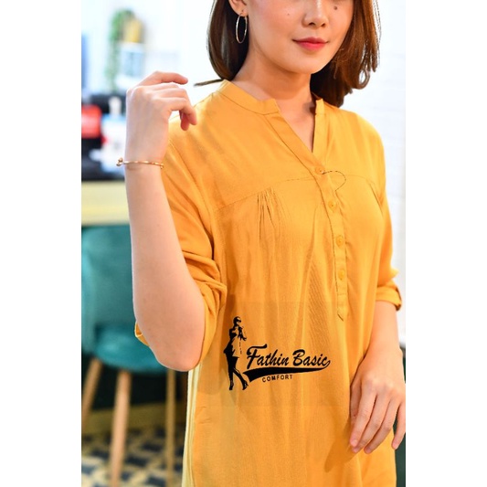 Blus Polos Banana Yellow - Blouse Polos Rayon - Kuning - Fathin Basic - SHOPIE Hijabstyle-2
