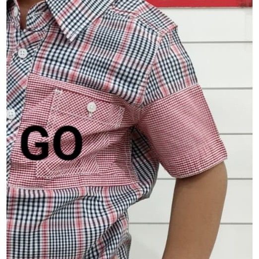 gof KR CARDINAL KIDS KEMEJA Anak Baju Casual Atasan Hem Anak Laki Laki Motif Garis Lengan Pendek