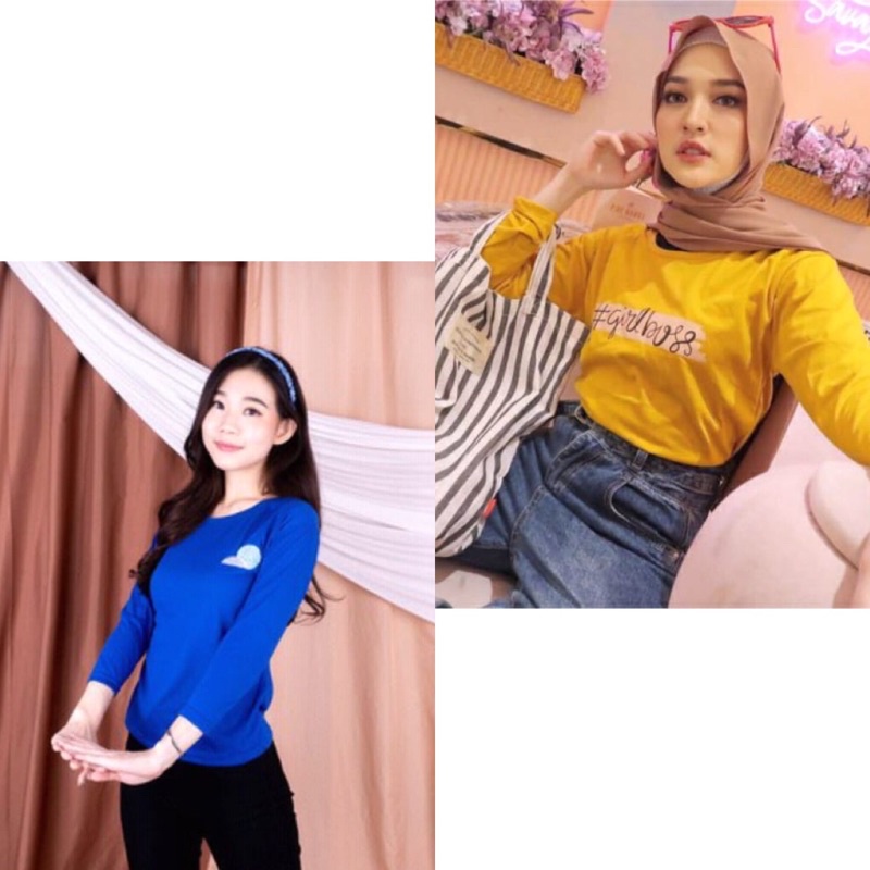 Tshirt Kaos Panjang Longsleeve Girl Boss Sky Tee