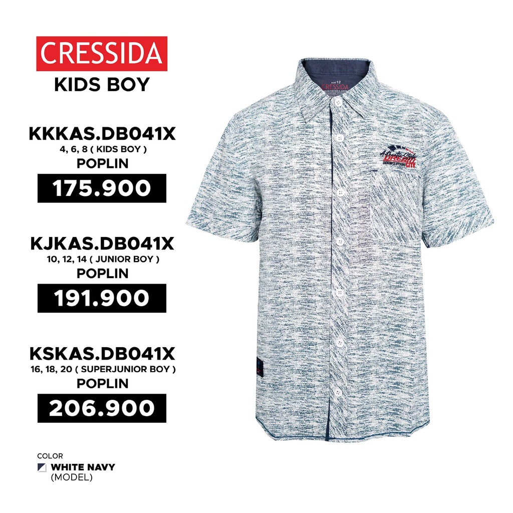 Cressida Kids Boy Baju Kemeja Anak Cowok Putih Navy - KKKAS.DB041X KJKAS.DB041X KSKAS.DB041X - OFAFA