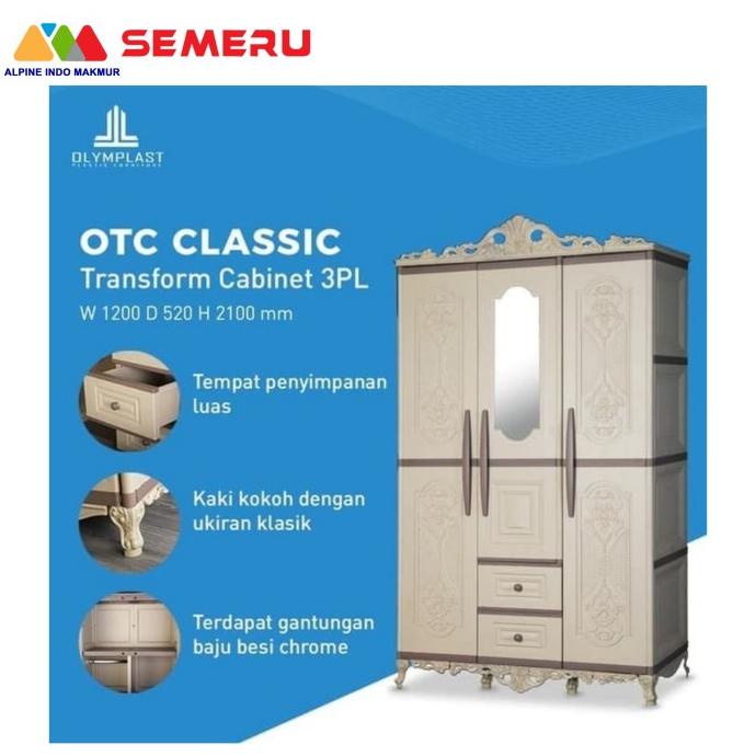 ><><><] OLYMPLAST LEMARI PLASTIK CLASSIC 3P CERMIN OTC CLASSIC 3P