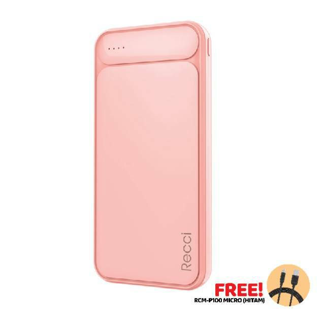 Powerbank Ultra Slim 10000mAh Pink/Putih/Hitam RECCI RPB-N02