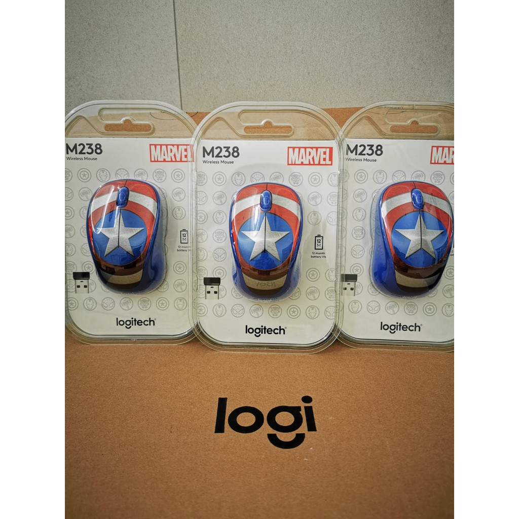 Logitech Mouse Wireless M238 Marvel Collection Captain America Edition