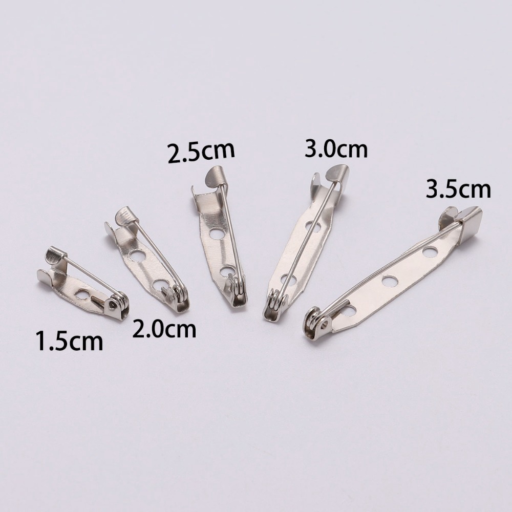 50pcs / Lot Pin Bros Kosong 15 20 25 30 35mm Warna Silver Untuk Membuat Perhiasan Diy