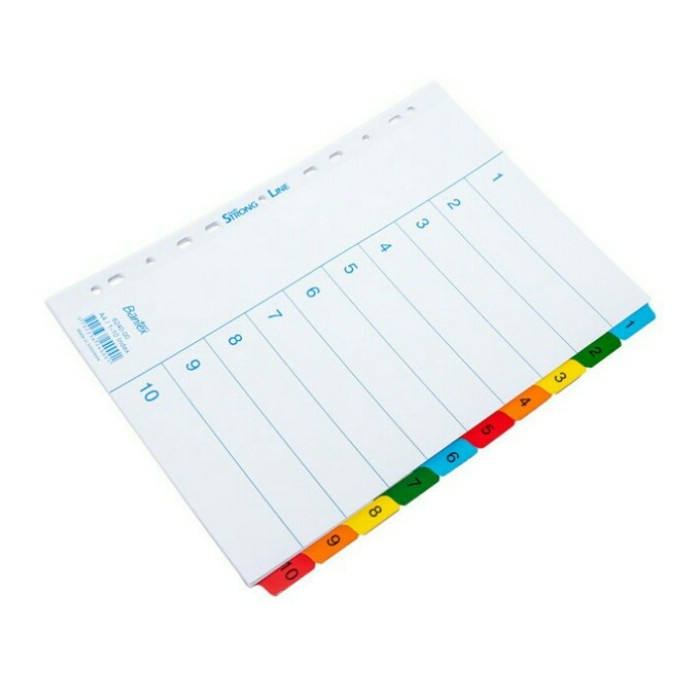 

Hadir Divider Indexes A4 Tabs Plastik 10 Pages (1-10) Merk Bantex 6240 Promo