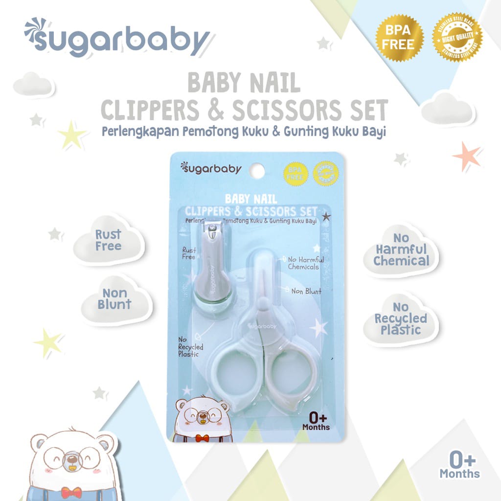 Sugarbaby 2in1 Baby Nail Clippers&amp;Scissors Set (pemotong&amp;gunting kuku) Babycare set Gunting kuku bayi Nail clippers baby MANICURE SET ISI 2 SUGARBABY