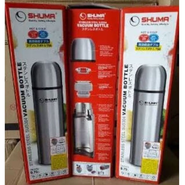 SHUMA Vacuum Flask + free bubble Botol Termos Air Panas dan Dingin Portable termos shuma stainless steel Ukuran 350ml 500ml 750ml 1 liter + free bubble