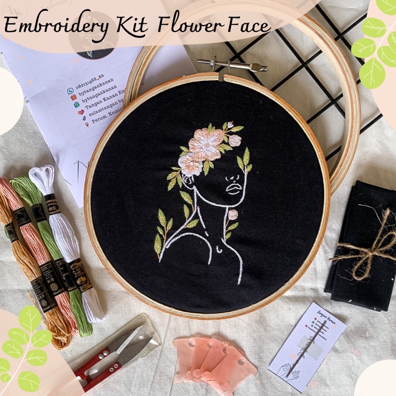 Embroidery Kit Flower Face - Paket Sulam Benang lengkap