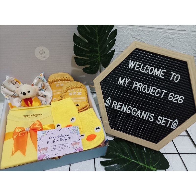 RENGGANIS SET | BABY HAMPERS BAYI GIFT KADO SET | PAKET LAHIRAN BAYI LAKI - LAKI PEREMPUAN UNISEX-YELLOW