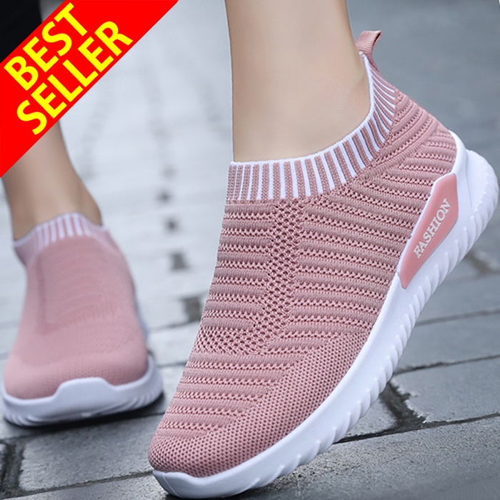 QINGSHUI Kualitas Tinggi Sepatu Wanita. Bernapas Sepatu Lari Wanita Socks Sepatu Kets Sepatu Fashion Wanita Terbaru Wanita Sepatu Flat Slip-on Wanita Sepatu Hiking Wanita