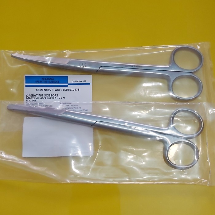 Gunting Mayo Bengkok 17cm. MAYO Scissors Curved 17 cm. Gunting IUD 17cm