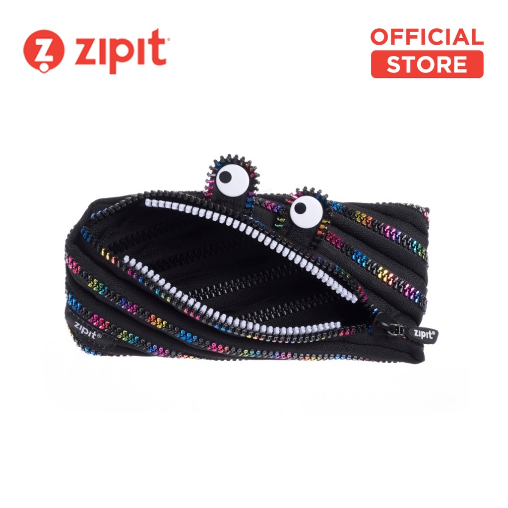 

Tempat Pensil / Tempat Makeup / Zipit Monster Pouch Special Edition - Black & Rainbow Teeth