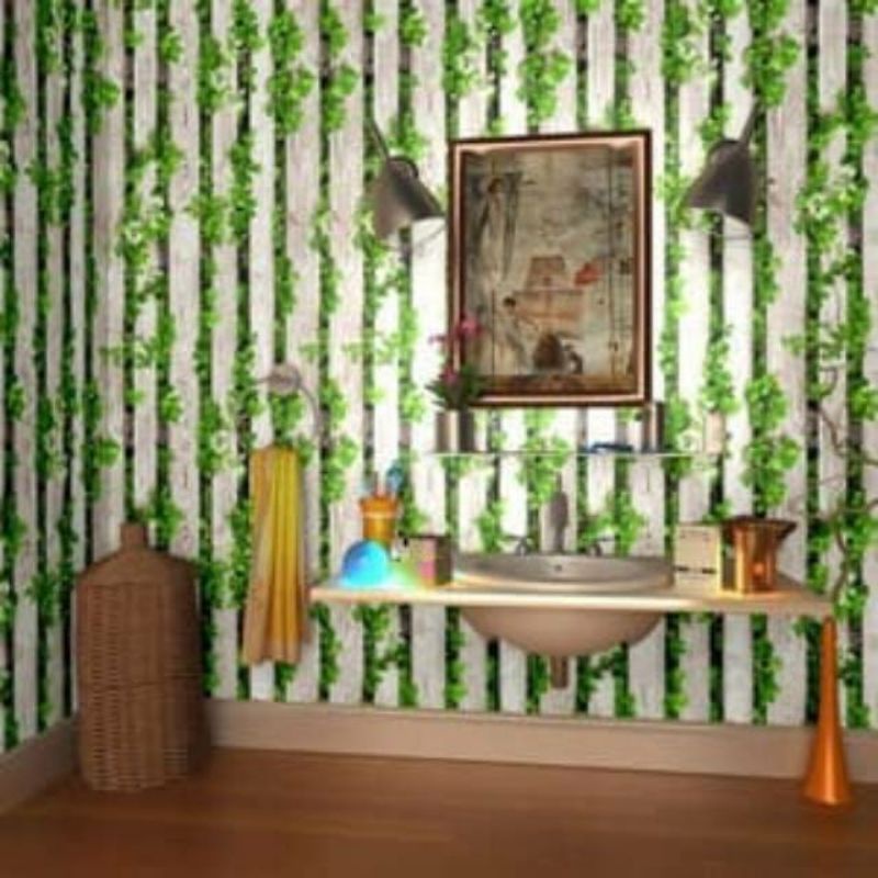 WALLPAPER STIKER DINDING MOTIF PAPAN SALUR DAUN