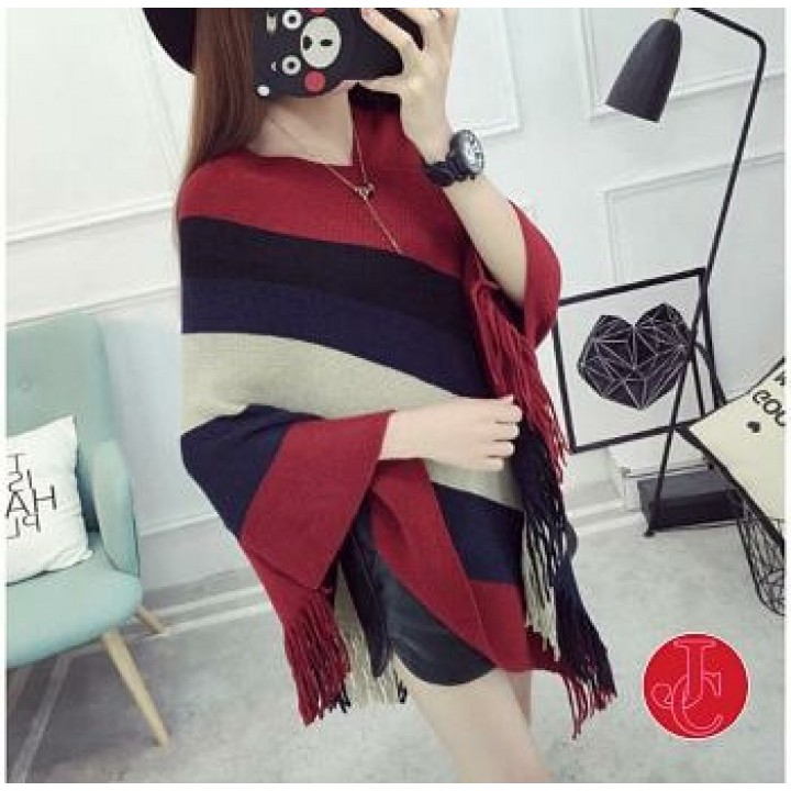 Baju Atasan Wanita Poncho Block Merah Tafj.20