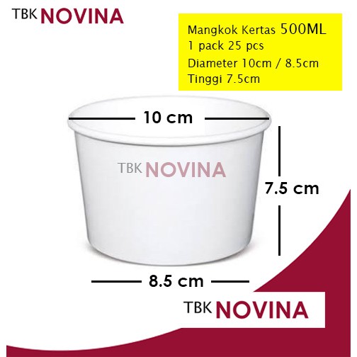 [25PCS] Paper Bowl Tebal 500ml Per Pack Mangkuk Tahan Panas Microwave Hanya Body Mangkok Kertas