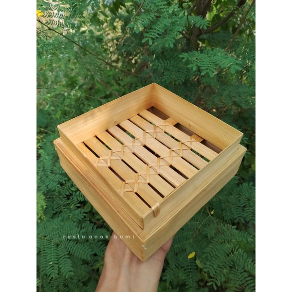 kukusan Bambu kotak 15cm susun 2 new produk steamer kotak klakat kotak  /dandang / panci / wajan / t