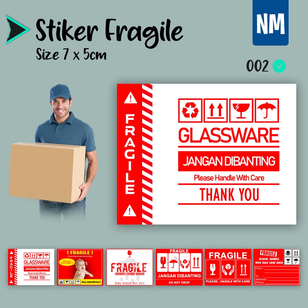 Stiker Fragile Stiker Pecah Belah Stiker Label Pengiriman Sticker Fragile Horizontal-002