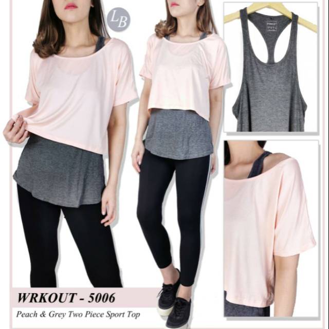 Sport top peach&amp;grey