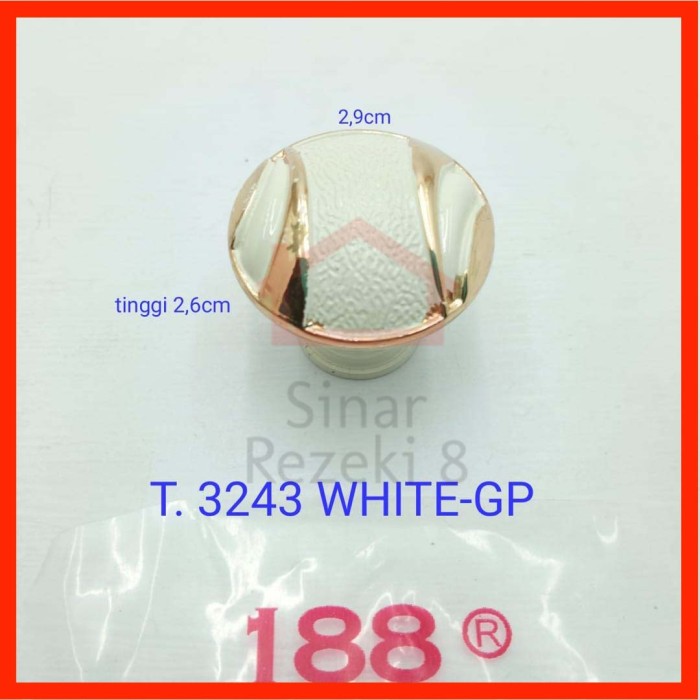 Handle Putih Tarikan Laci Lemari Bulat Pentol Minimalis Gold Emas 3243