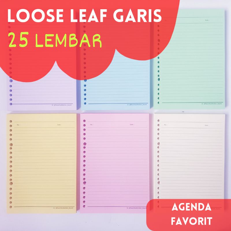

KERTAS BINDER A5 GARIS WARNA LOOSE LEAF REFILL