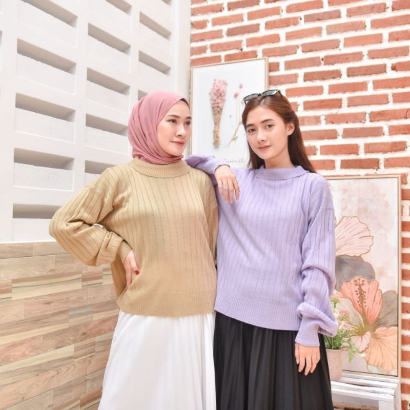 PAKAIAN WANITA-RAJUT JOVANKA- RAJUT OVERSIZE-TURTLENECK KNITWEAR-KASUAL STYLE-PAKAIAN TERLARIS