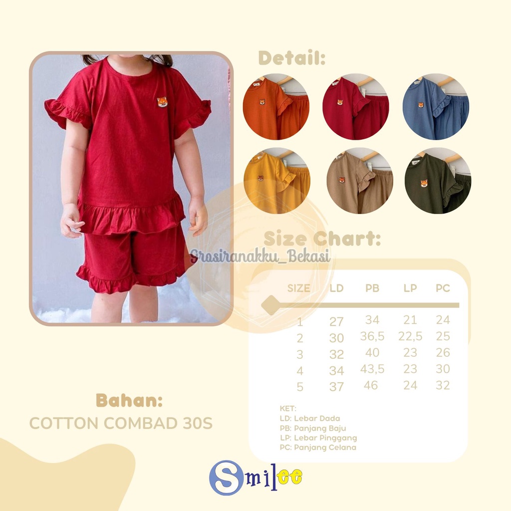 Setelan Anak Kaos Smilee Mamao Mix Warna Size 1-5Th
