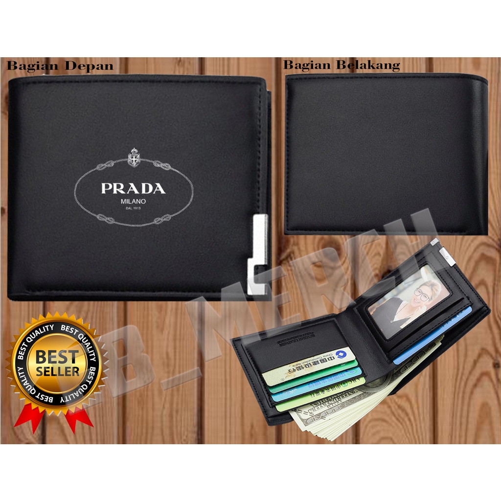Dompet Pria Lipat  PRADA MILANO   Dompet Kulit Men Fashion Letter Wallet KEREN     EB_MERCH
