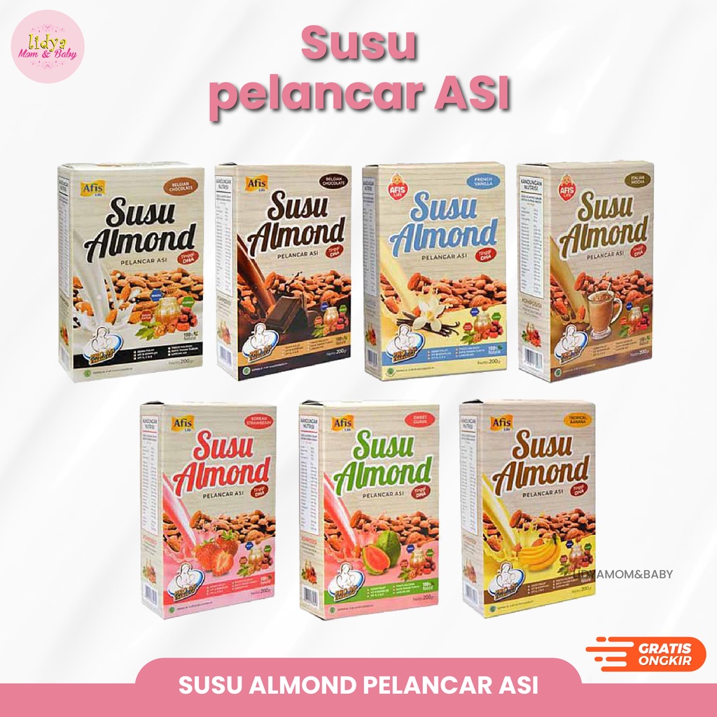 Afis Life Susu Almond Pelancar Asi Untuk Ibu Menyusui 200gr Original BPOM By Lidyamomnbaby