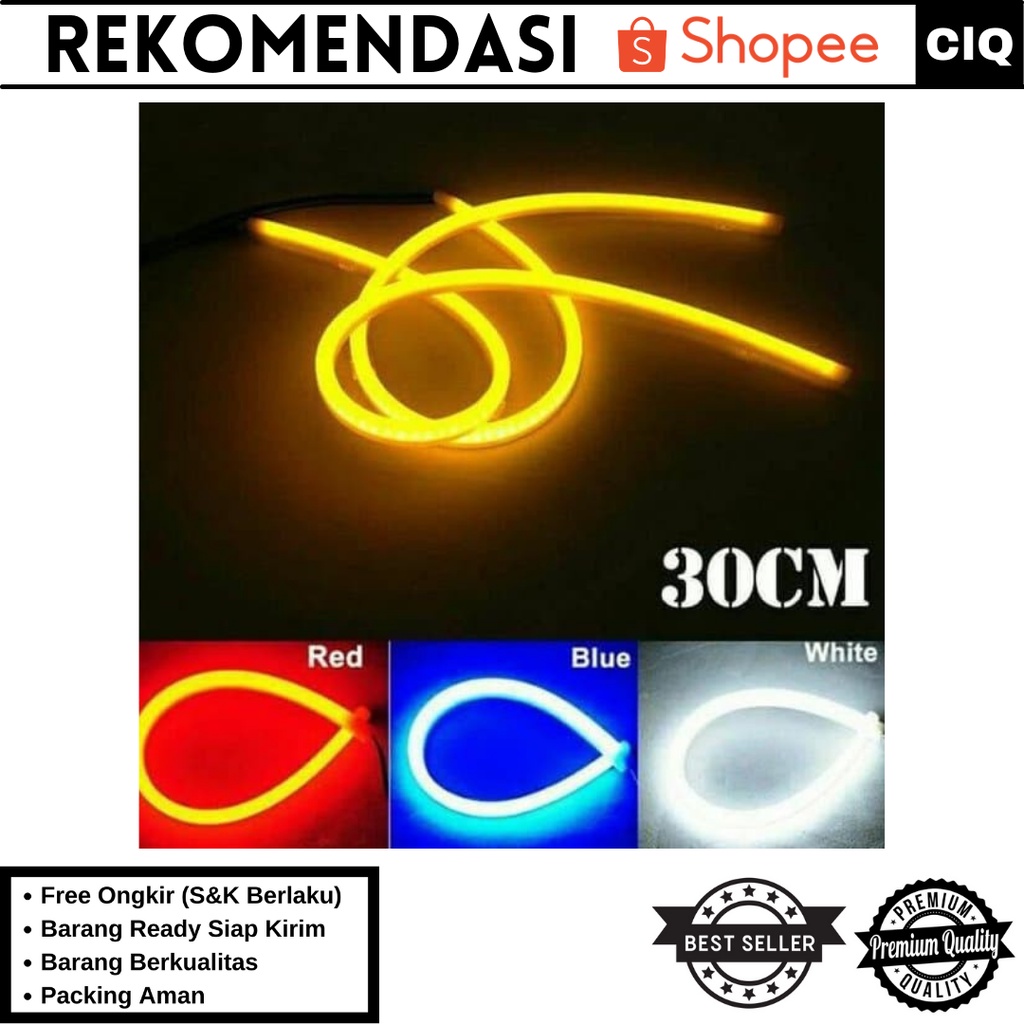 [2 pcs / Sepasang] Lampu LED Alis Neon Panjang 30 cm DRL Flexible/Fleksibel Variasi Motor dan Mobil - LED Alis Motor Murah / LED Alis Motor Beat / LED Alis Motor Beat Jupiter / LED Alis Motor Vario / LED Alis Motor NMAX