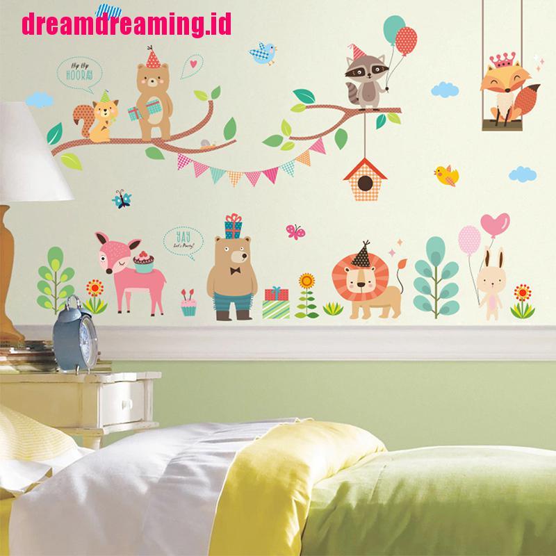 (dreamdreaming.id) Stiker Dinding / Jendela Toko Motif Kebun Binatang Hutan Untuk Natal