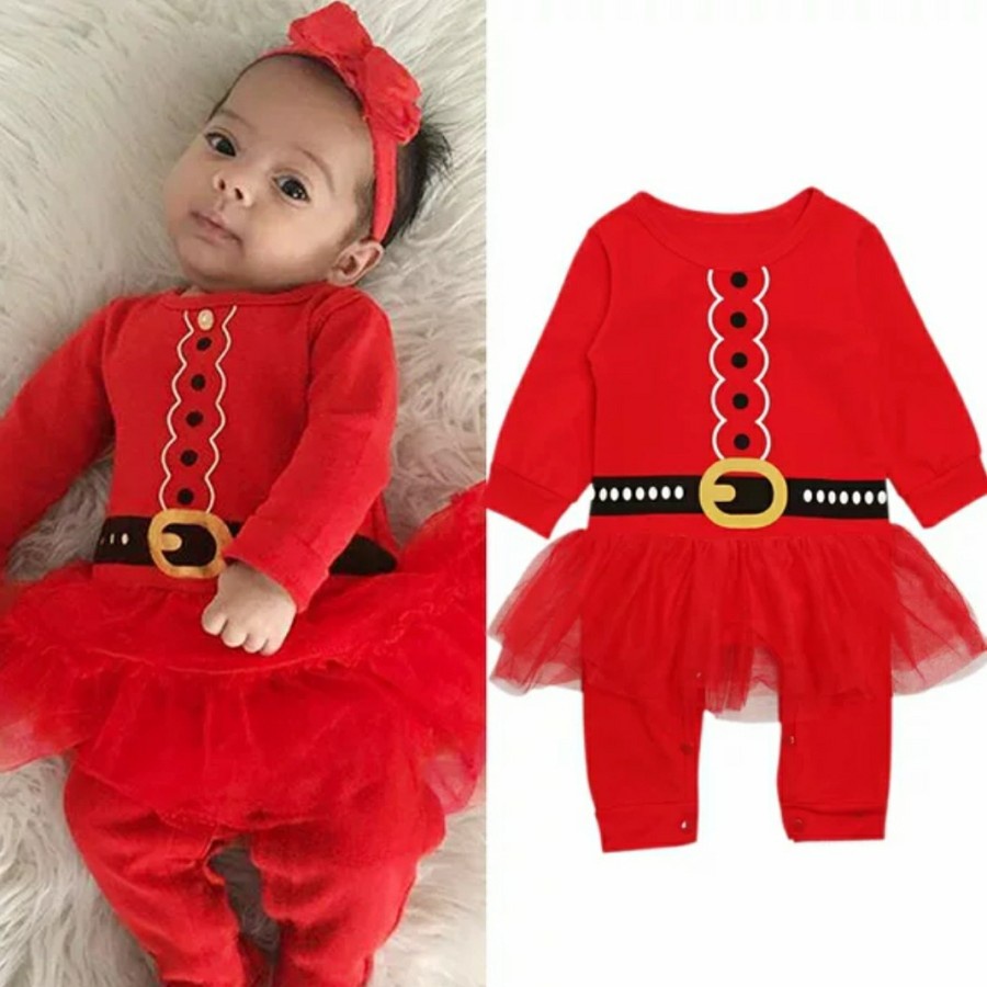 Baby Girl Santa tutu romper christmas costume baju natal bayi Santa