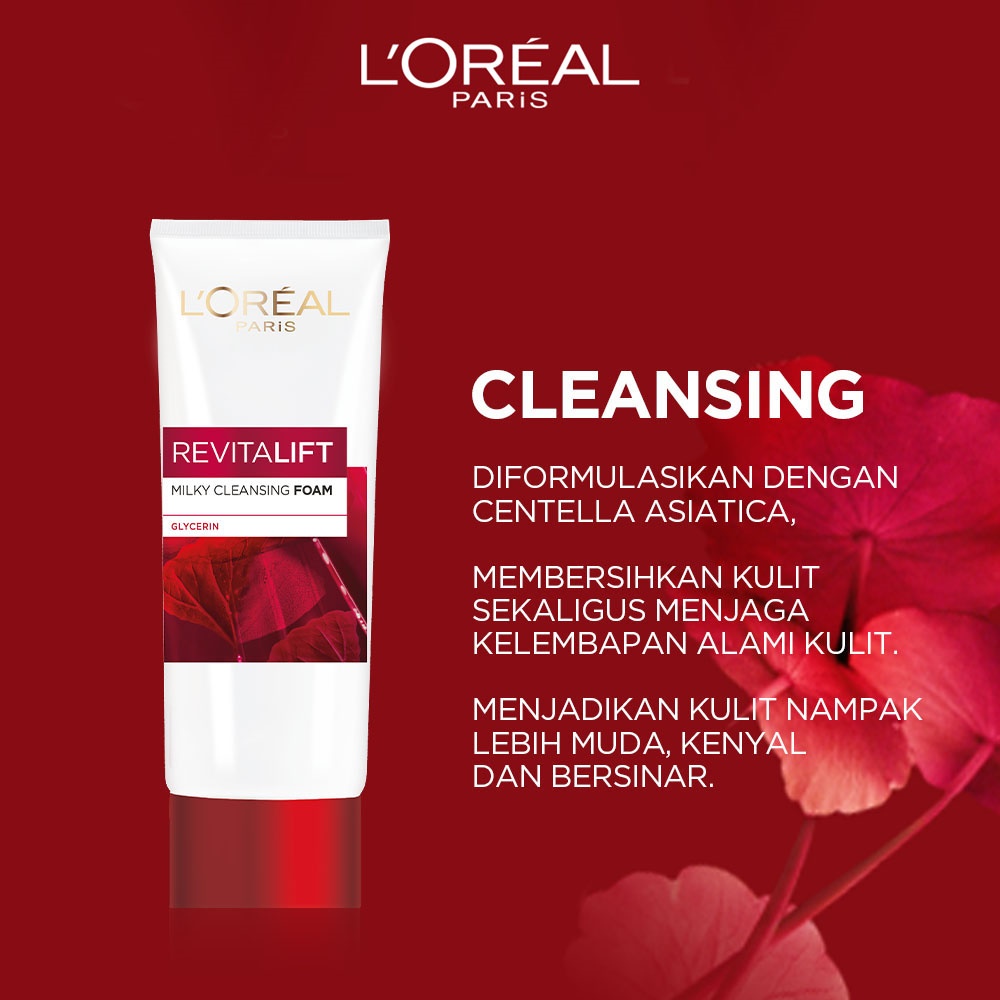 Loreal Paris Revitalift Milky Cleansing Foam Glycerin ANTI AGING/Wrinkle - L'oreal Facial Wash Pencuci Wajah Merah - Sabun Cuci Muka L'oreal Sabun Pembersih Pencuci Wajah Foam Cleanser Pemcuci Face Wash
