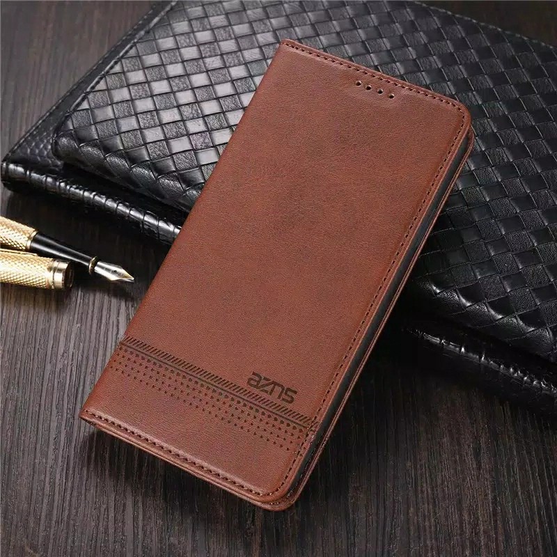 OPPO RENO 5F Flip Case  magnet cover sarung dompet kulit premium - Cokelat, OPPO RENO 5F