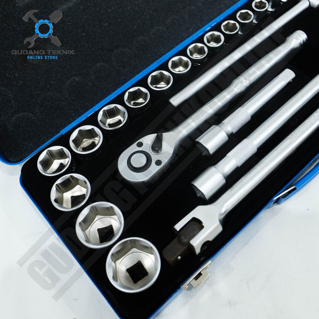 Kunci Shock 1/2&quot; 6PT 1 Set 24pcs MULTIPRO 0605 0634 024 / Socket Sok Sock Wrench 1/2 Inch 24 Pcs