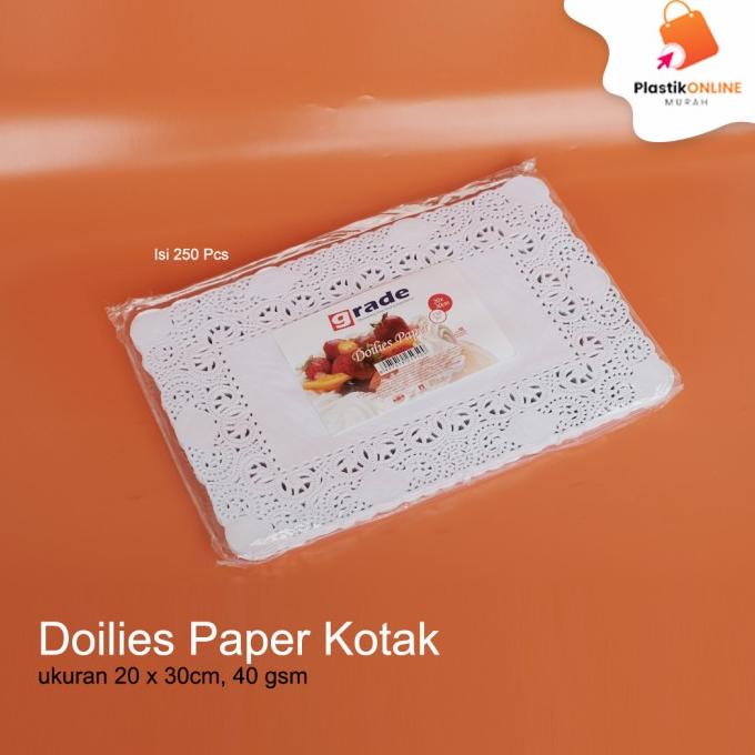 Promo Doilies paper Grade Kotak 20x30cm white | Kertas renda alas kue