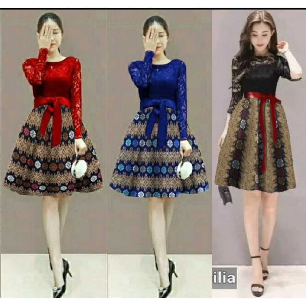 *[RXFK] Dress Batik Tangan Panjang / Dress / Dress Batik Elegant / Dress Korea Batik