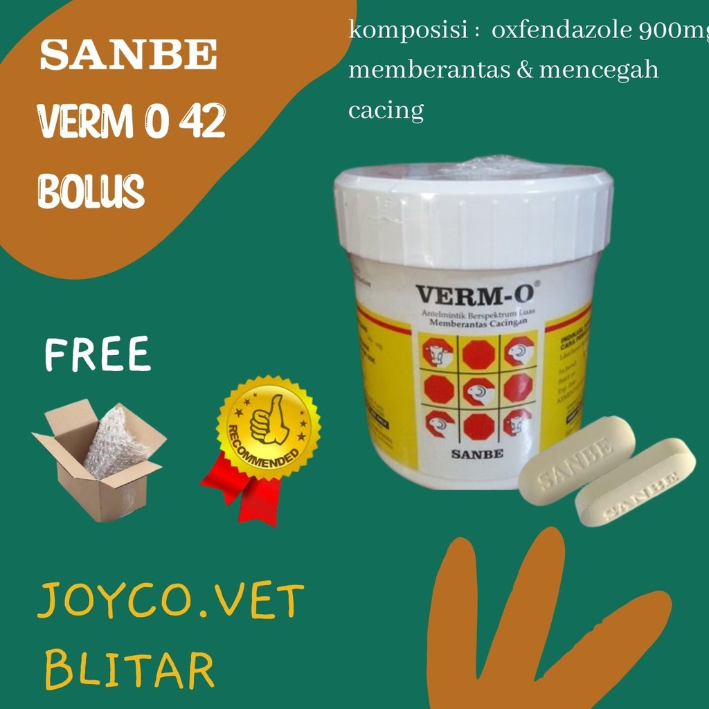 Verm o Sanbe  42 Bolus SANBE - Obat cacing sapi , Kambing , ternak