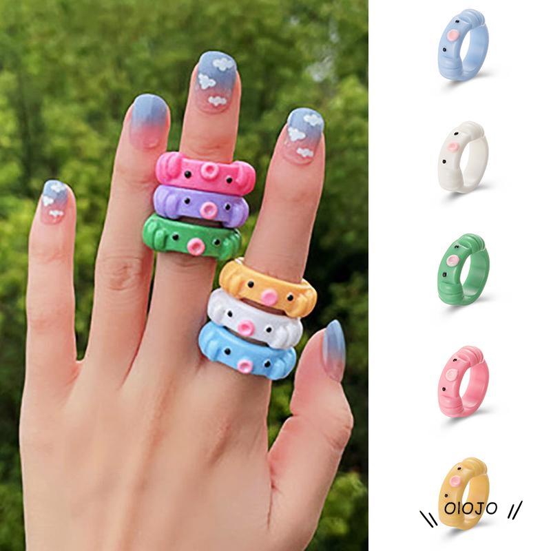 【COD】Cincin Gurita Bahan Resin Warna Permen Untuk Wanita