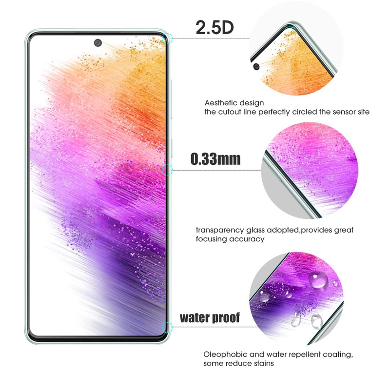 Pelindung Layar Tempered Glass Full Cover HD Anti Gores / Gelembung Untuk Samsung A73 5G