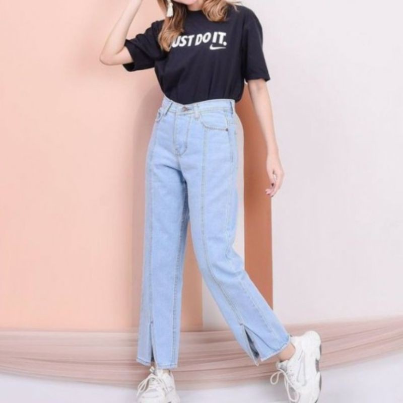 CELANA BOYFRIEND WANITA/BOYFRIEND KULOT JEANS/BF LINE WARN LIGHT dan Navy