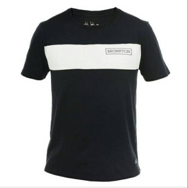 Kaos brompton hitam strip putih/kaos brompton/tshirt gowes