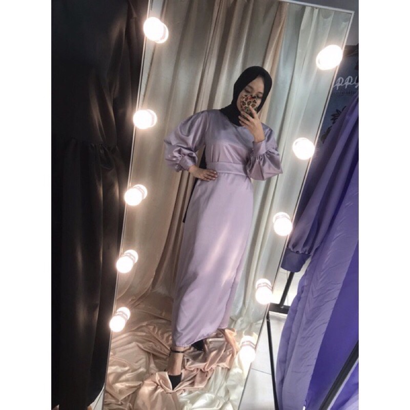 Dress lengan balon / Dress satin / Gamis lengan balon / Dress wisuda / Dress bridesmaid / Dress kond