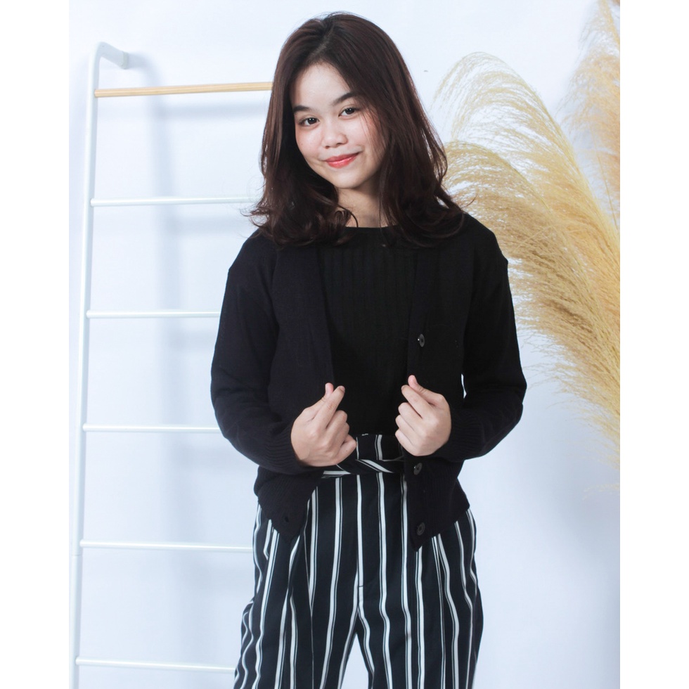 KALILA - BLACK HEART Cardy  Cardigan Rajut Wanita Dewasa | Kardigan Rajut Wanita