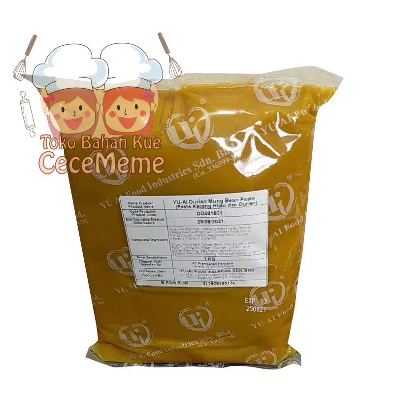 Yu Ai Paste Filling Durian Kacang Hijau Putih 1kg MoonCake Bakpao Roti