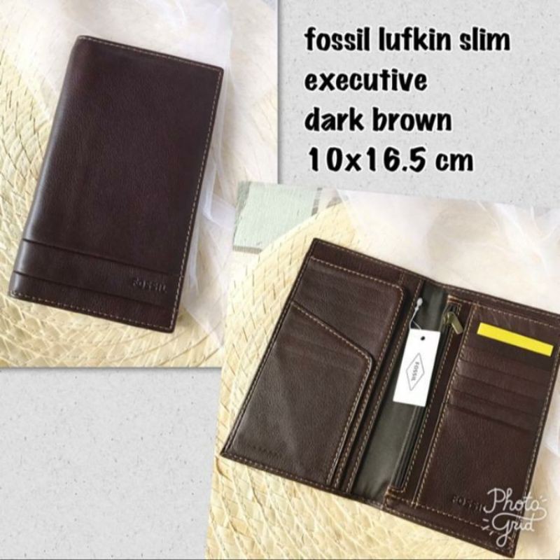 Fossil Lufskin Slim Long Men Wallet Leather Dark Brown Original