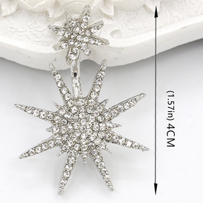 Anting Panjang Desain Bintang Snowflake Aksen Kristal Berlian Imitasi Warna Ungu Gaya Korea Untuk Wanita