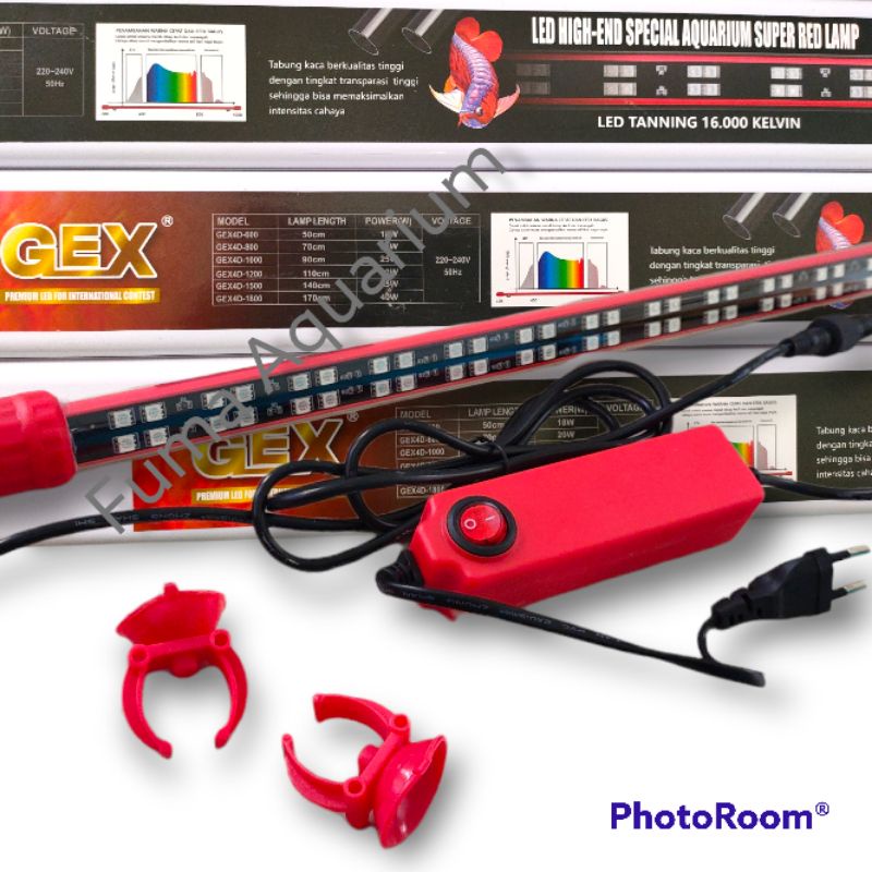 Lampu Tanning View Red Arwana + UV GEX 4D-800 T8 Double Led 16.000K 20watt Spesial Red