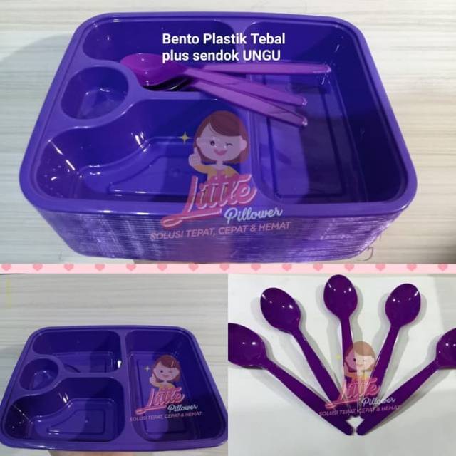 (ISI 25PCS) Bento + Sendok Plastik Tebal FIM /Lunch Box plastik/Kotak Makan